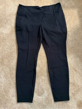 Black Ponte Knit Ankle Pants